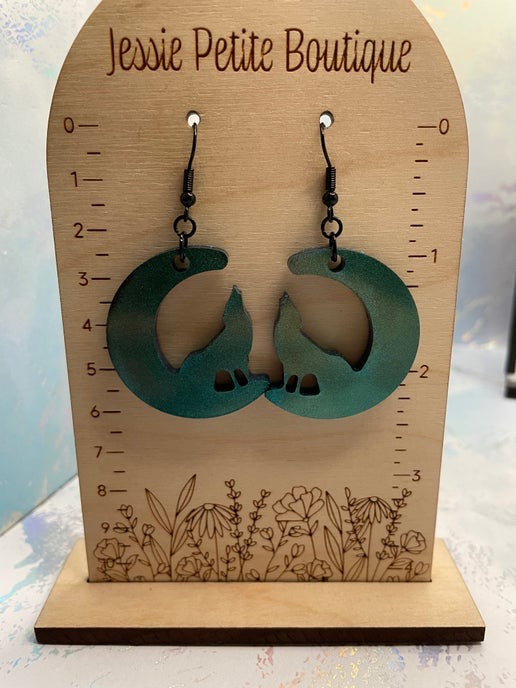 Boucles d'oreilles Loup et Lune