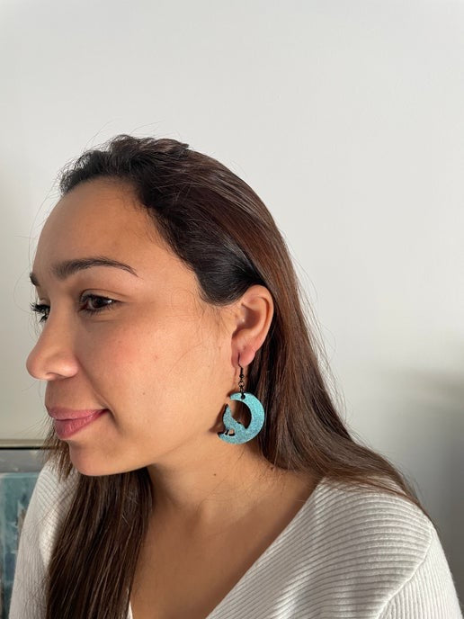 Boucles d'oreilles Loup et Lune