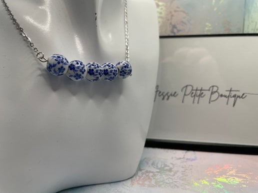 Blue Flower Bead set (stainless steel)