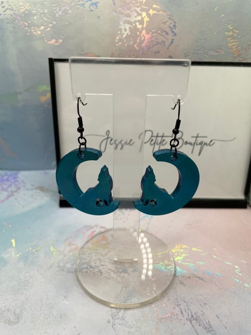 Boucles d'oreilles Loup et Lune