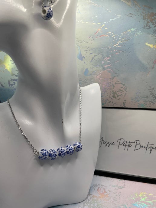 Blue Flower Bead set (stainless steel)