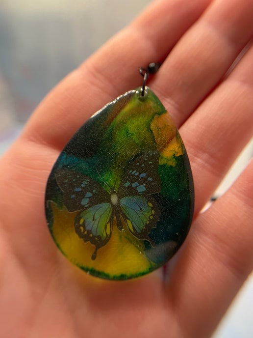 Boucles d'oreilles papillons bleus en vert et bleu-sans nickel