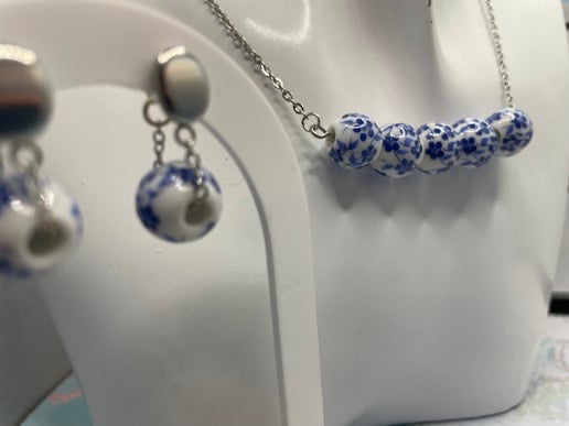 Blue Flower Bead set (stainless steel)