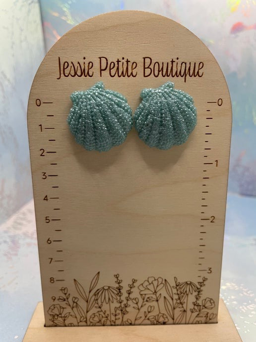 Light Blue Resin Shell Stud Earrings - Nickel Free