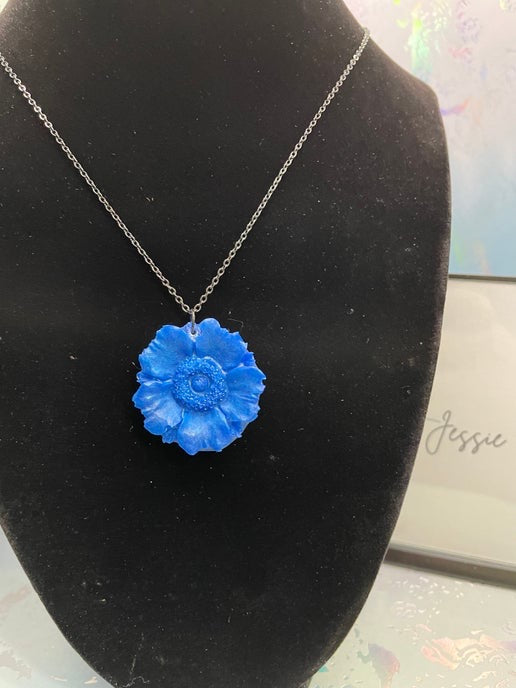 Collier Anémone Bleue 23" - Sans Nickel