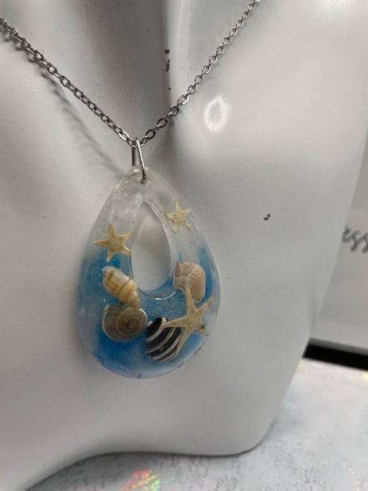 Ocean teardrop 21’’Necklace  NICKEL FREE+STAINLESS STEEL