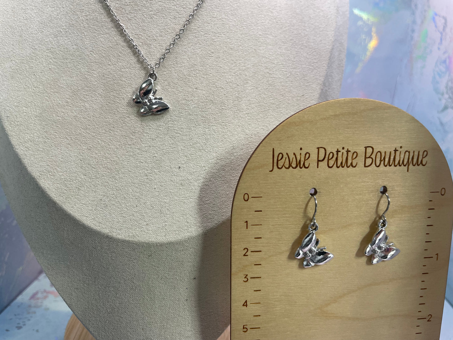 Ensemble de bijoux papillon argenté