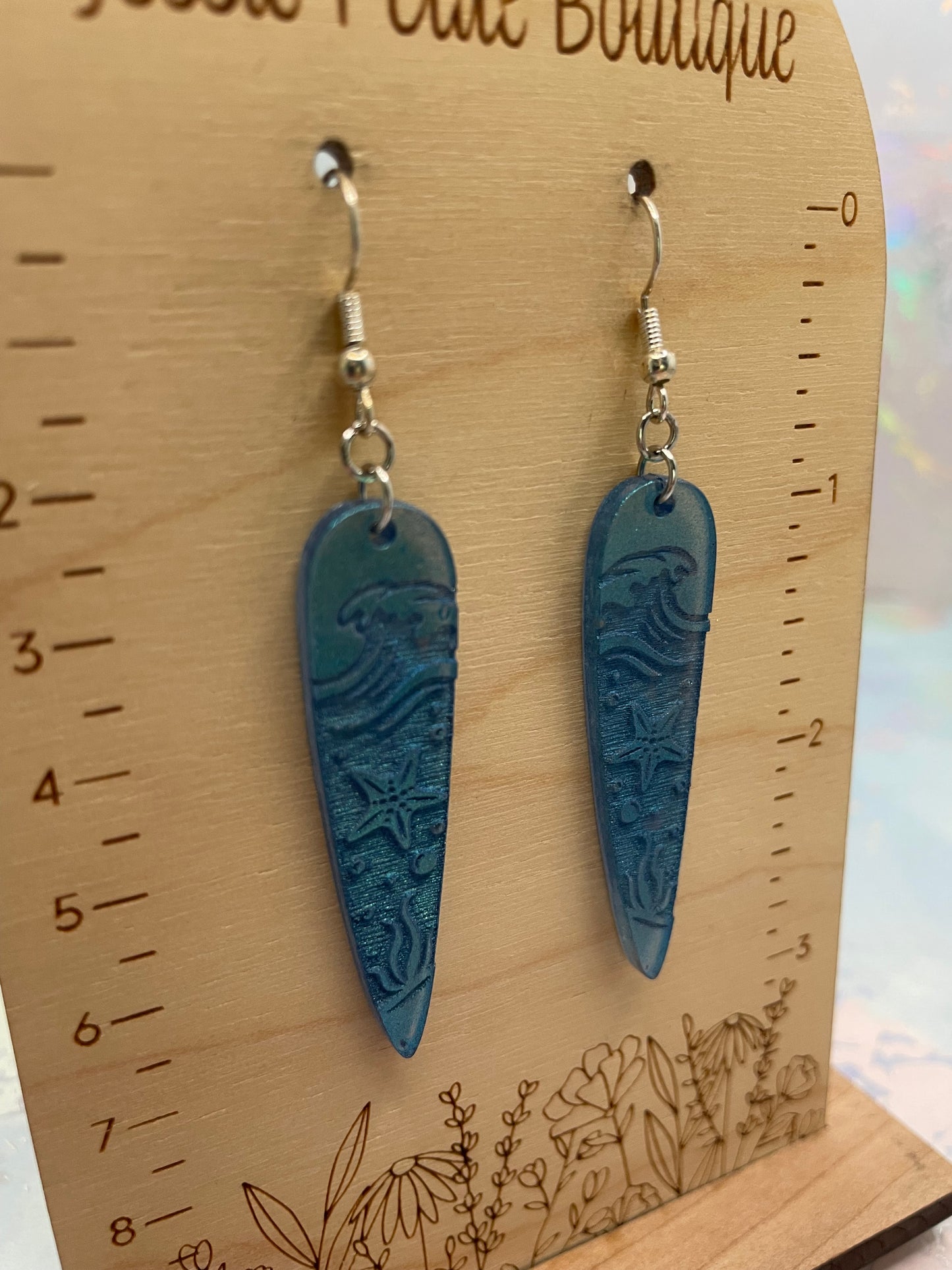 Boucles d'oreilles Vague Océan Gravé 