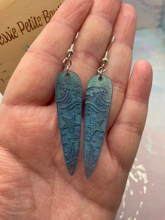 Boucles d'oreilles Vague Océan Gravé 