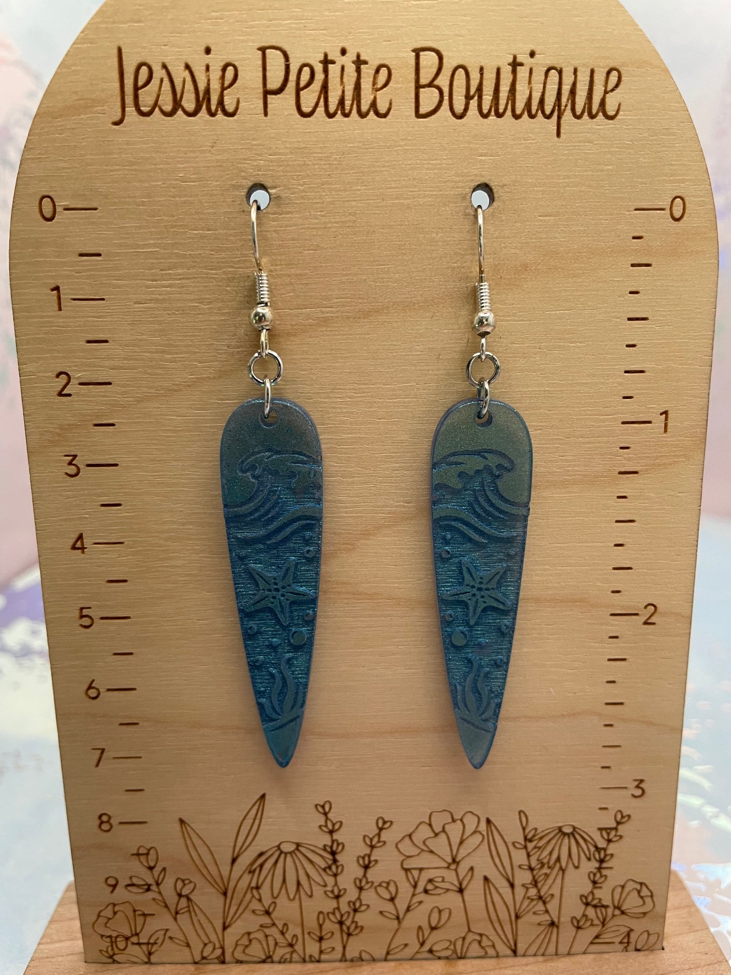 Boucles d'oreilles Vague Océan Gravé 