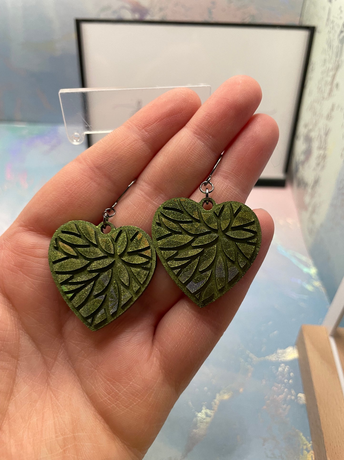 Julie – Boucles d’oreilles cœur caméléon- Acier Inoxydable