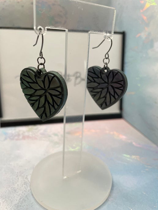 Julie – Boucles d’oreilles cœur caméléon- Acier Inoxydable