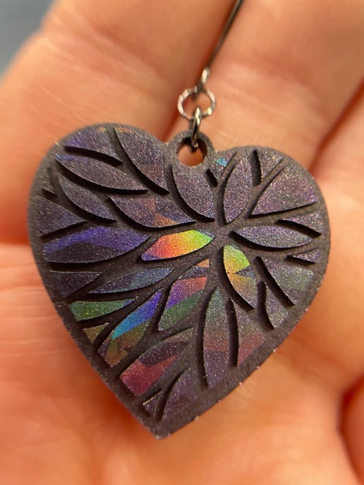 Julie – Boucles d’oreilles cœur caméléon- Acier Inoxydable