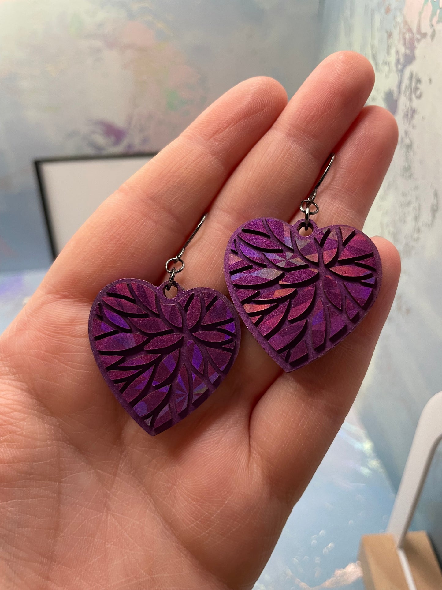 Julie – Boucles d’oreilles cœur caméléon- Acier Inoxydable