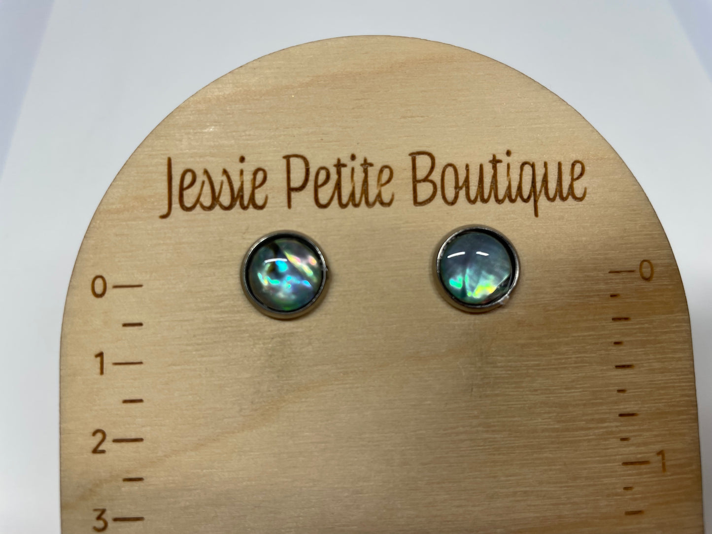 Shell Cabochon Stud Earrings – Stainless Steel