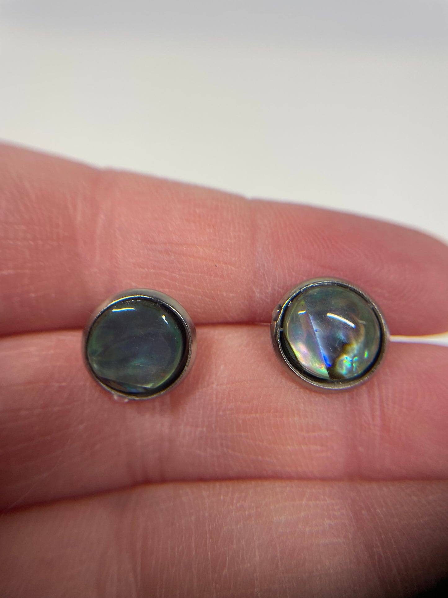 Shell Cabochon Stud Earrings – Stainless Steel