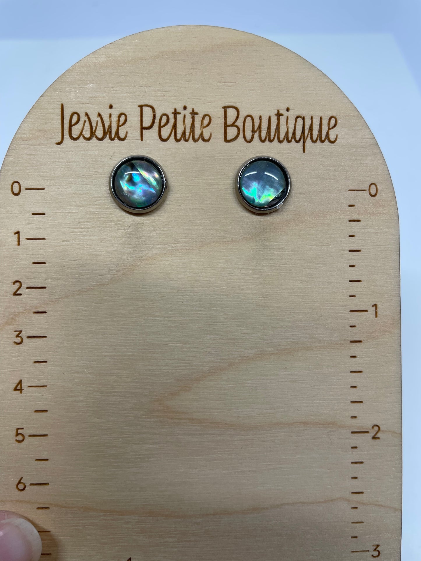 Shell Cabochon Stud Earrings – Stainless Steel