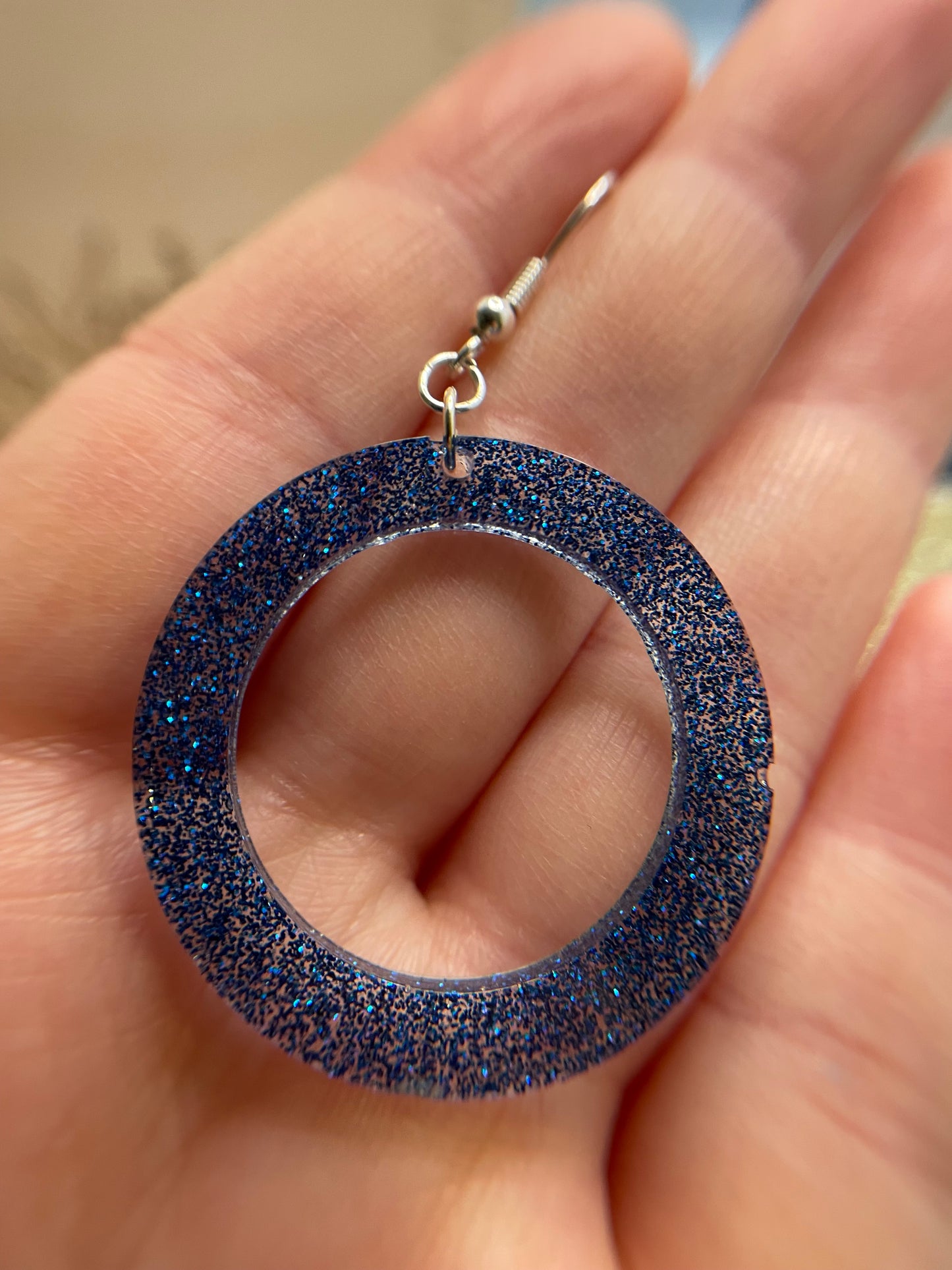 Sparkly Blue Round Earrings-Nickel Free