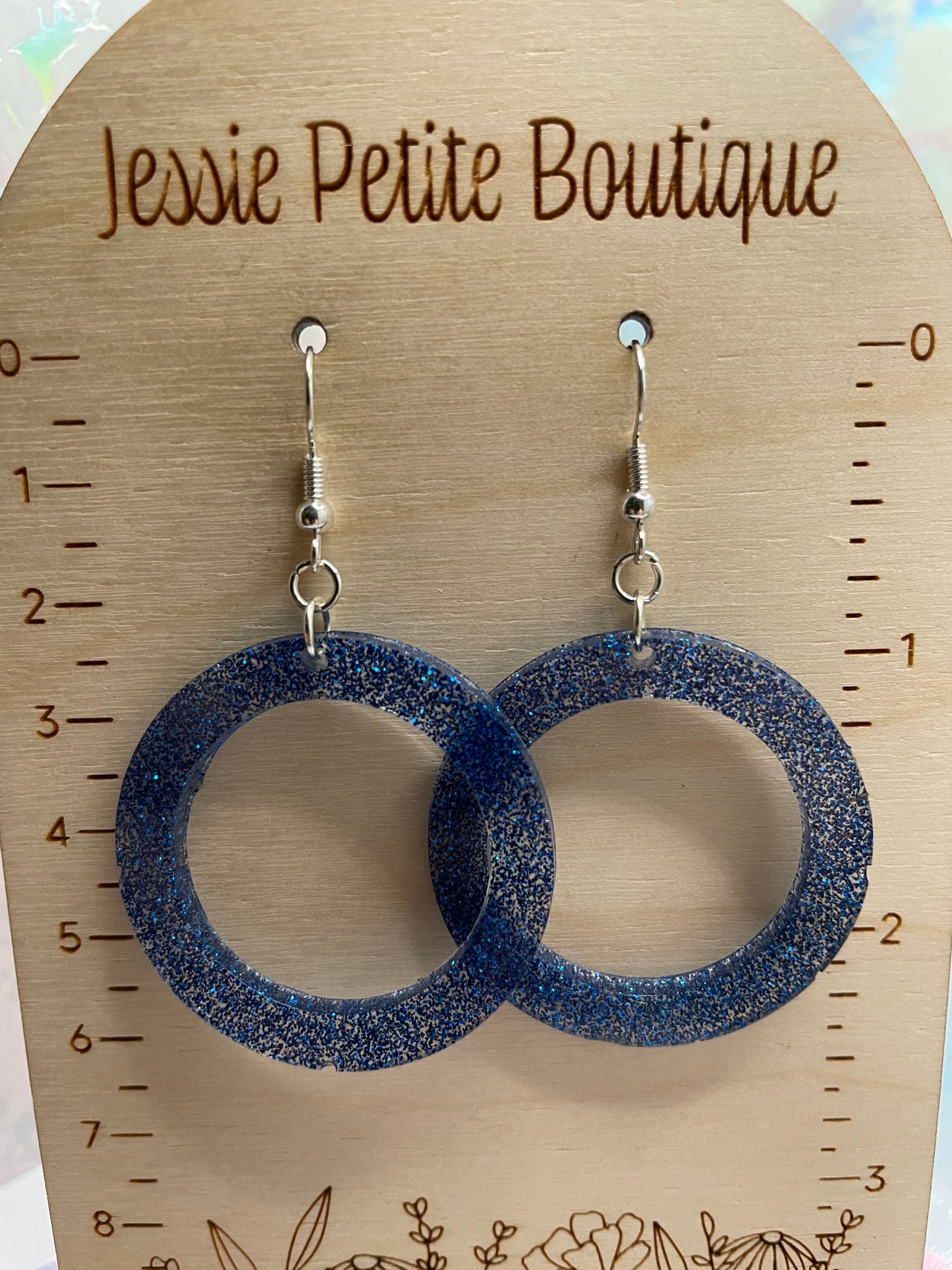 Sparkly Blue Round Earrings-Nickel Free