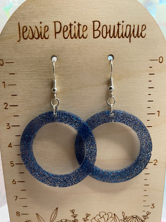 Sparkly Blue Round Earrings-Nickel Free