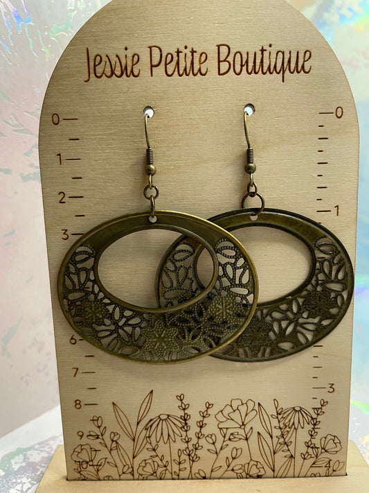 Boucles d'oreilles motif fleurs bronze