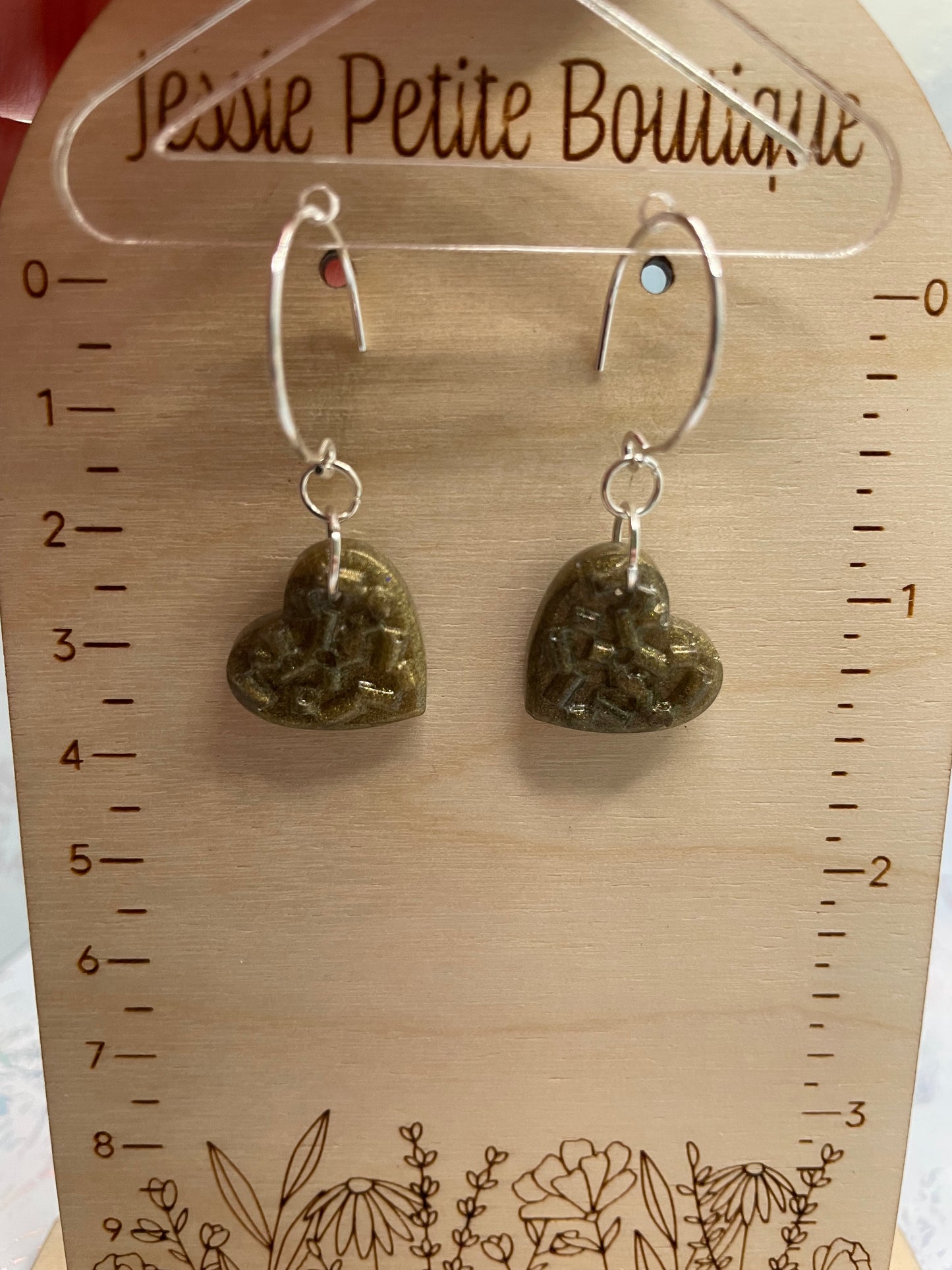 Small Bronze/Green Candy Heart Earrings