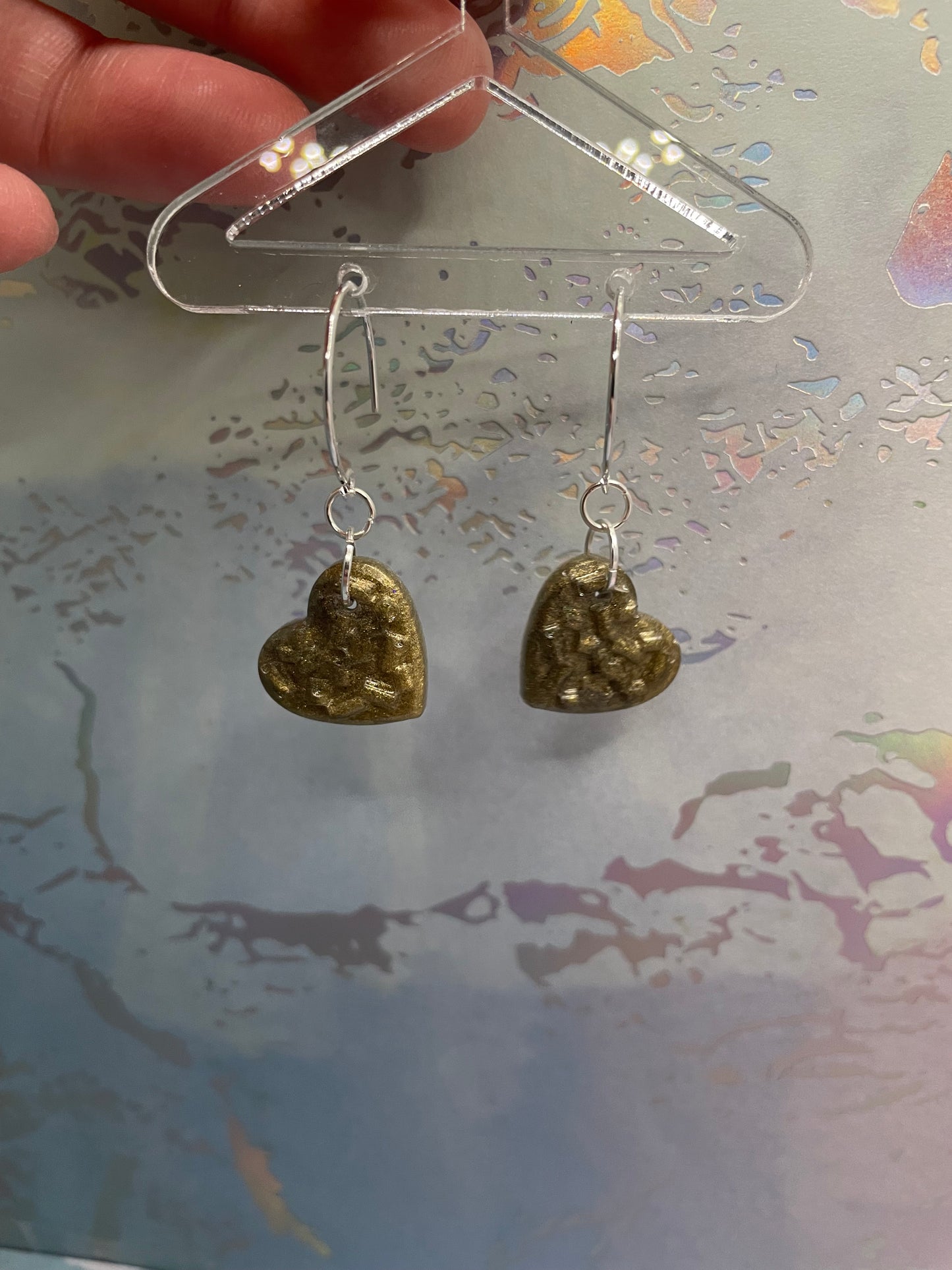Small Bronze/Green Candy Heart Earrings