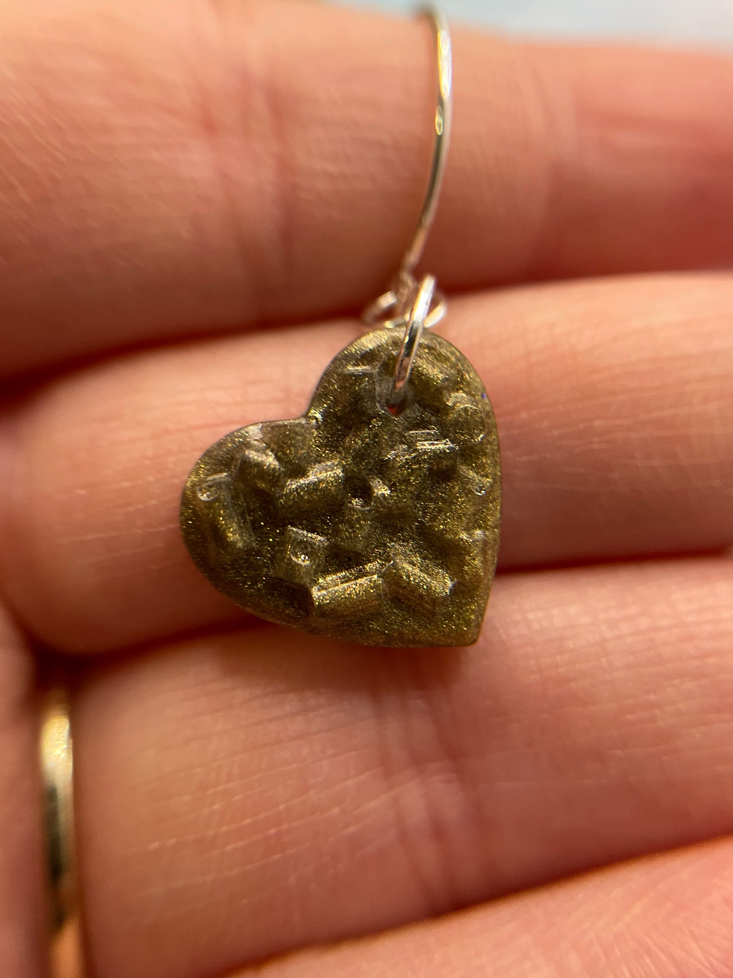 Small Bronze/Green Candy Heart Earrings