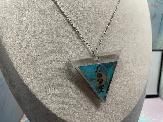 Sparkling "LOVE" Triangle Necklace - 27''Nickel Free