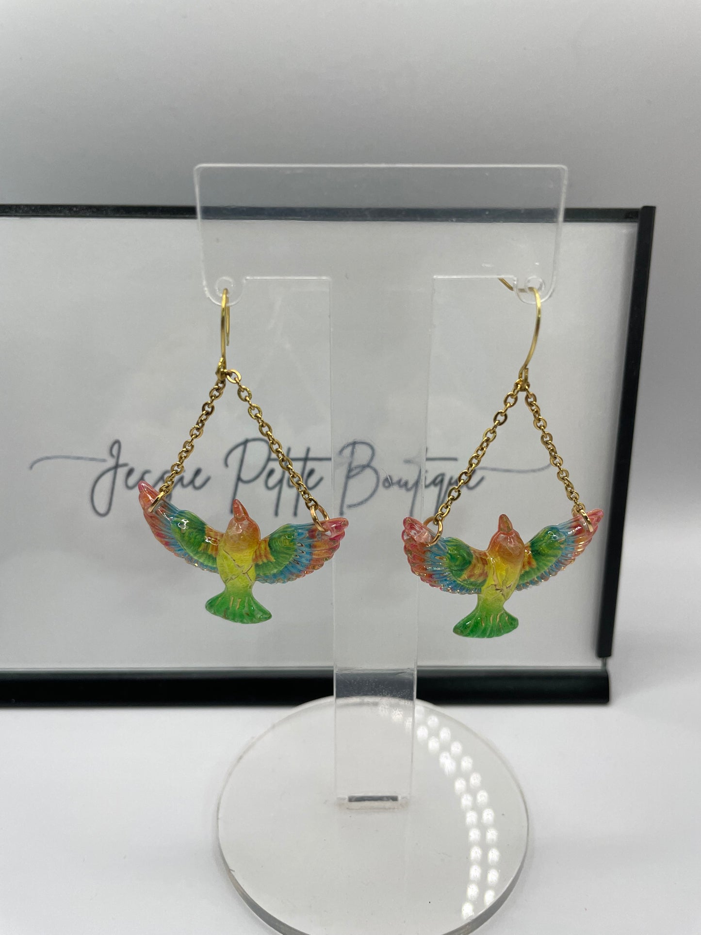 Boucles d'oreilles Oiseau sur une chaine-  édition limitée  