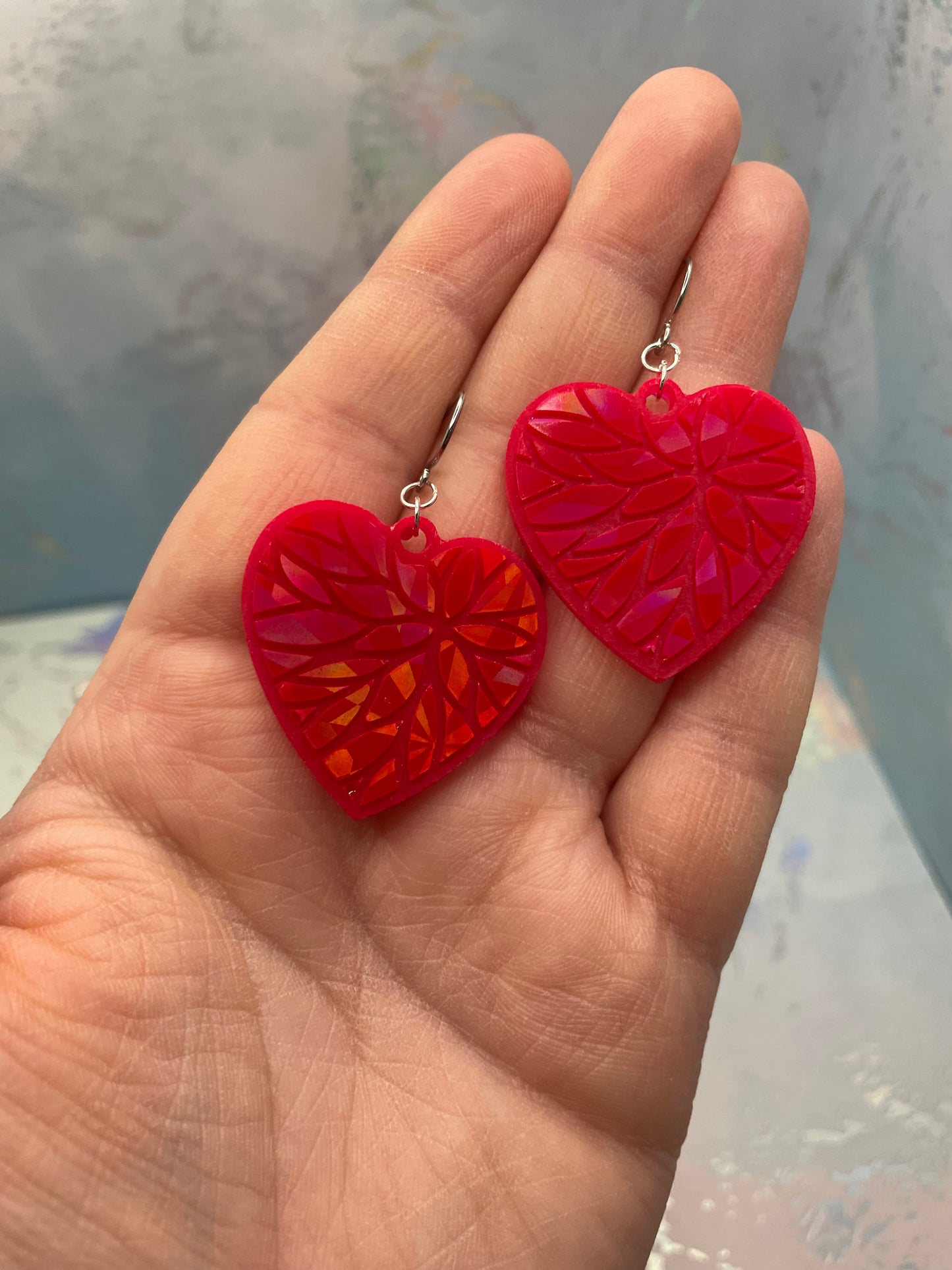 Julie – Boucles d’oreilles cœur caméléon- Acier Inoxydable