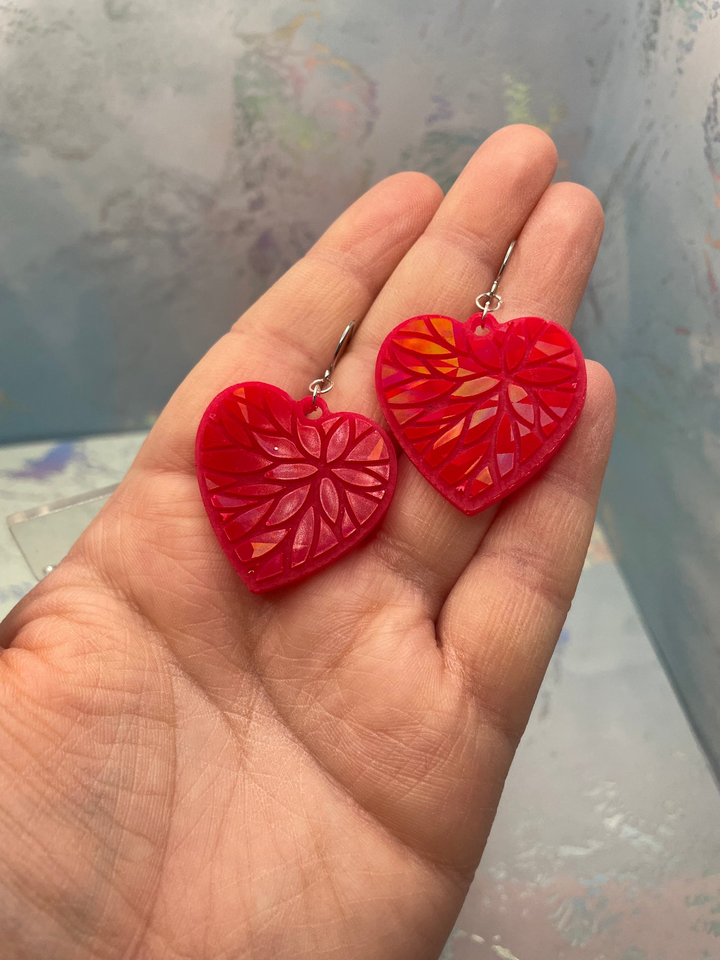 Julie – Boucles d’oreilles cœur caméléon- Acier Inoxydable