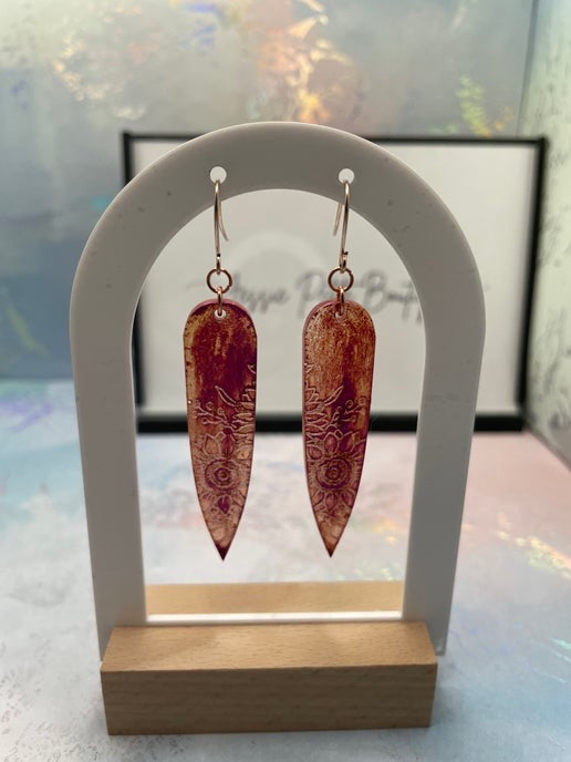 Boucles d'oreilles tournesol gravées :