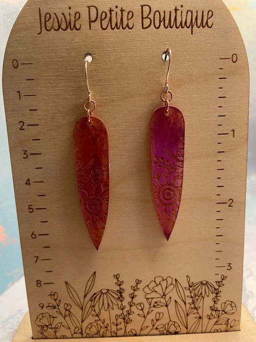 Boucles d'oreilles tournesol gravées :