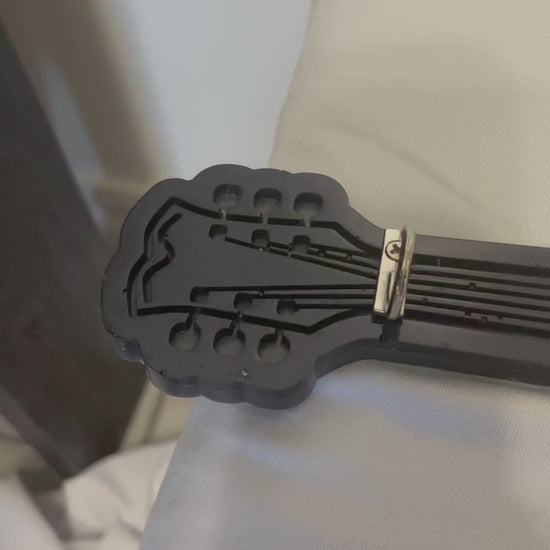 navy blue guitar silver hooks key holder