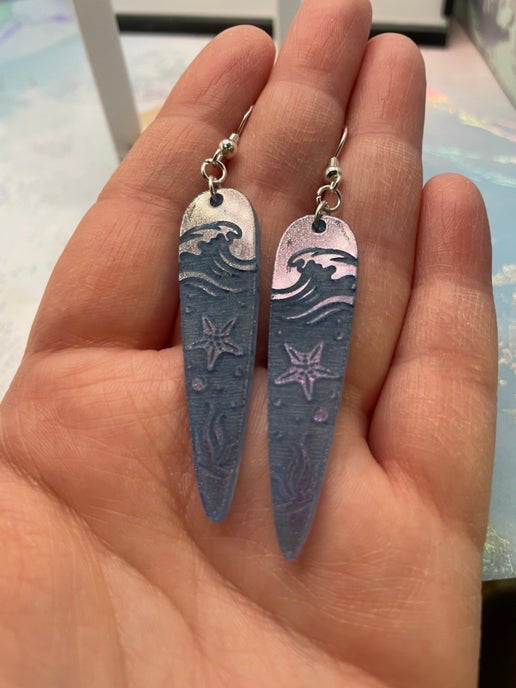 Boucles d'oreilles Vague Océan Gravé 