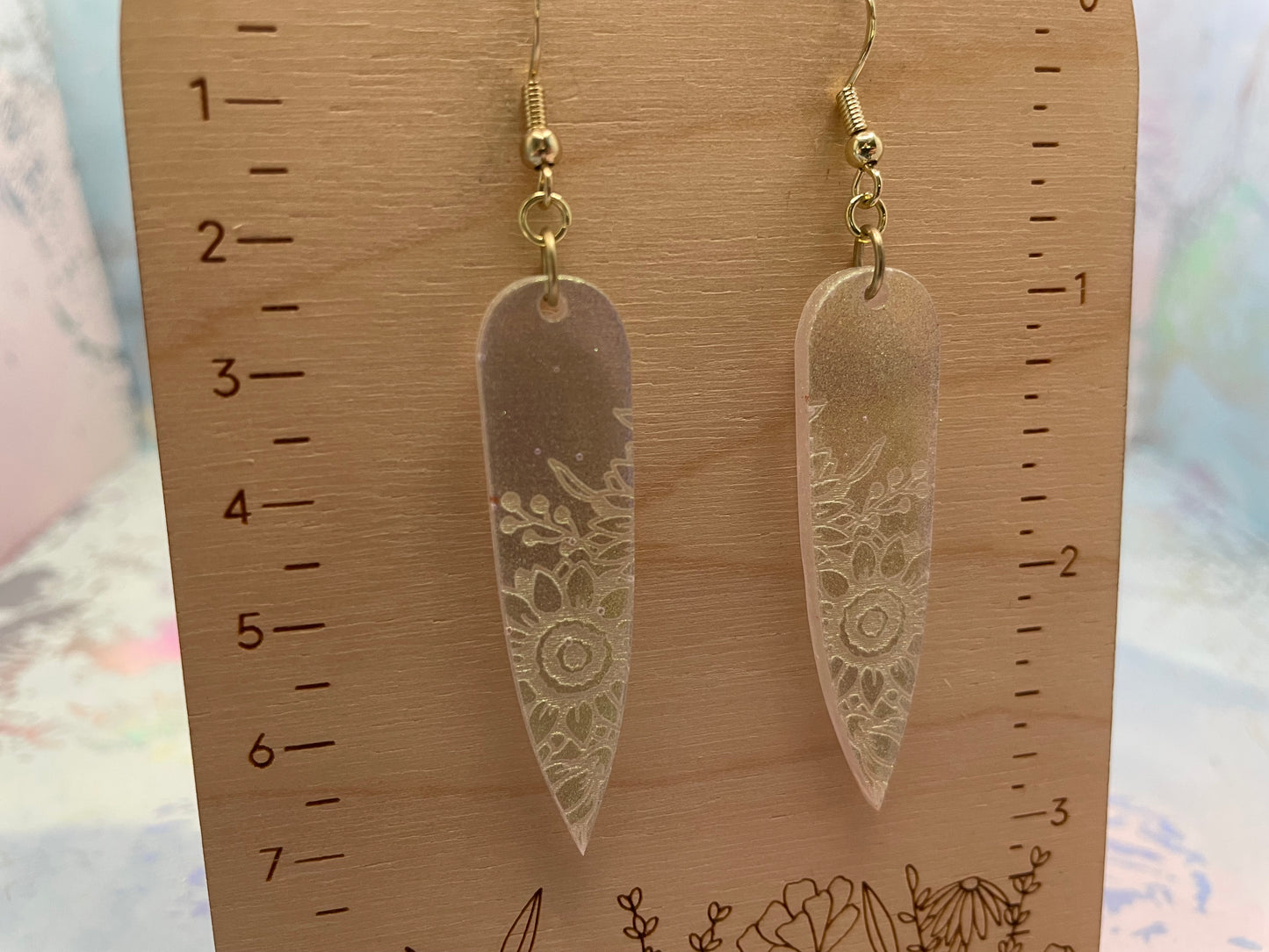 Boucles d'oreilles tournesol gravées :