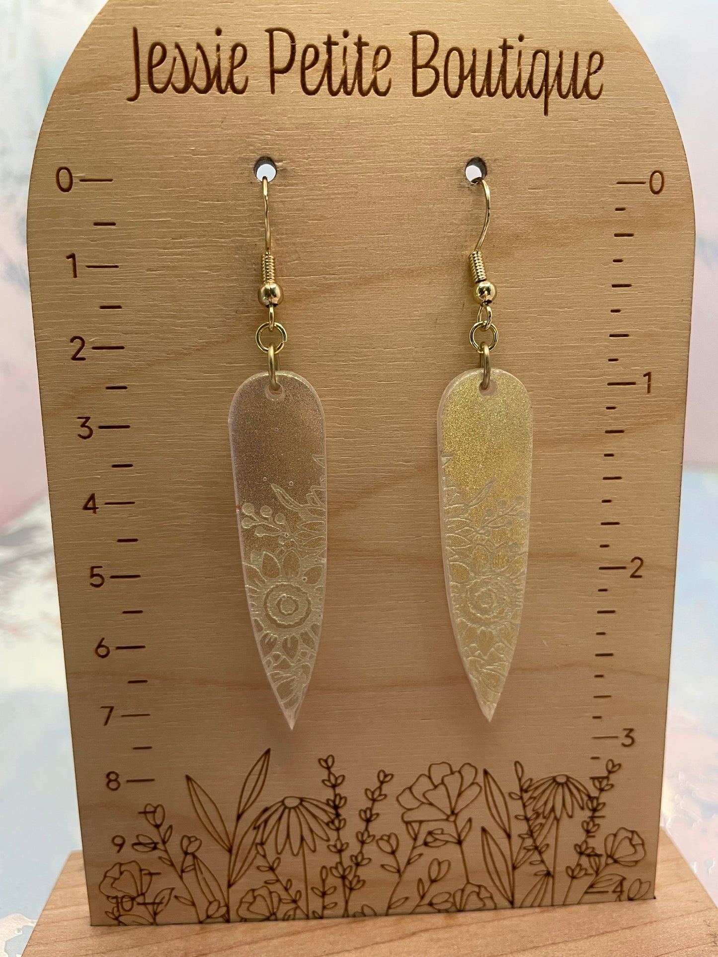 Boucles d'oreilles tournesol gravées :